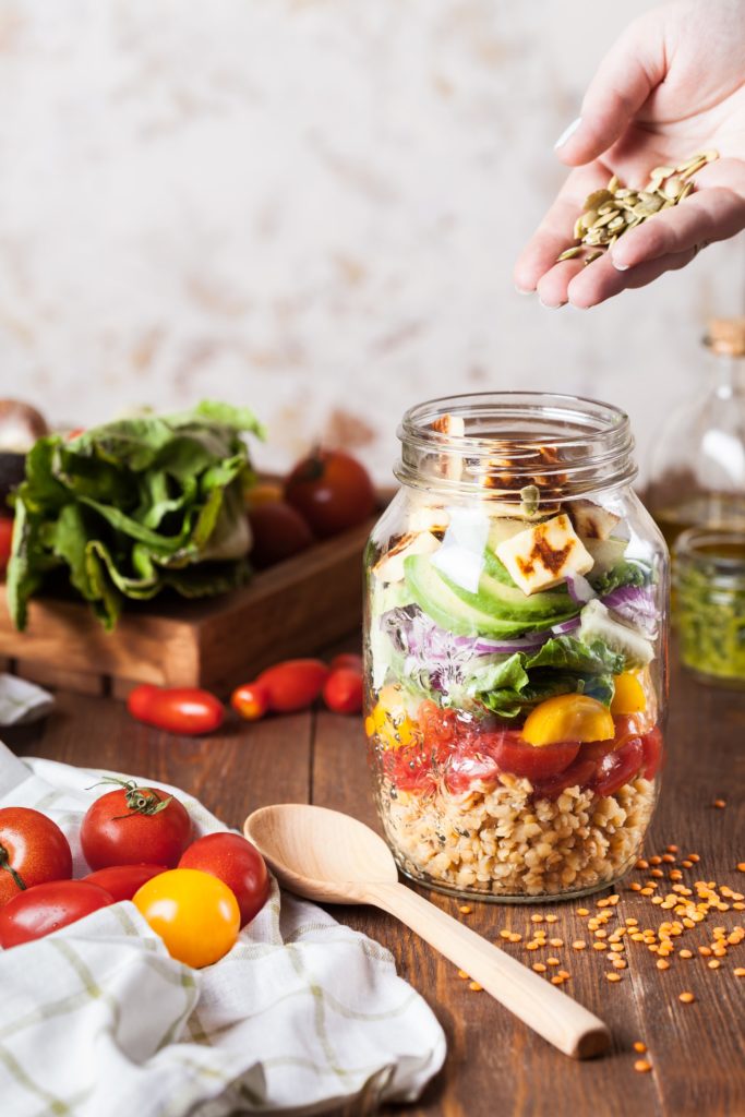 a glass jar with food in it