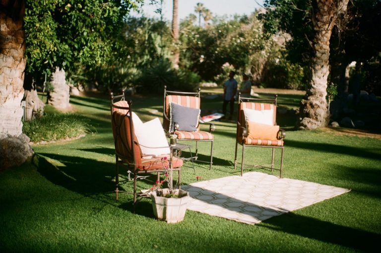 a group of chairs outside