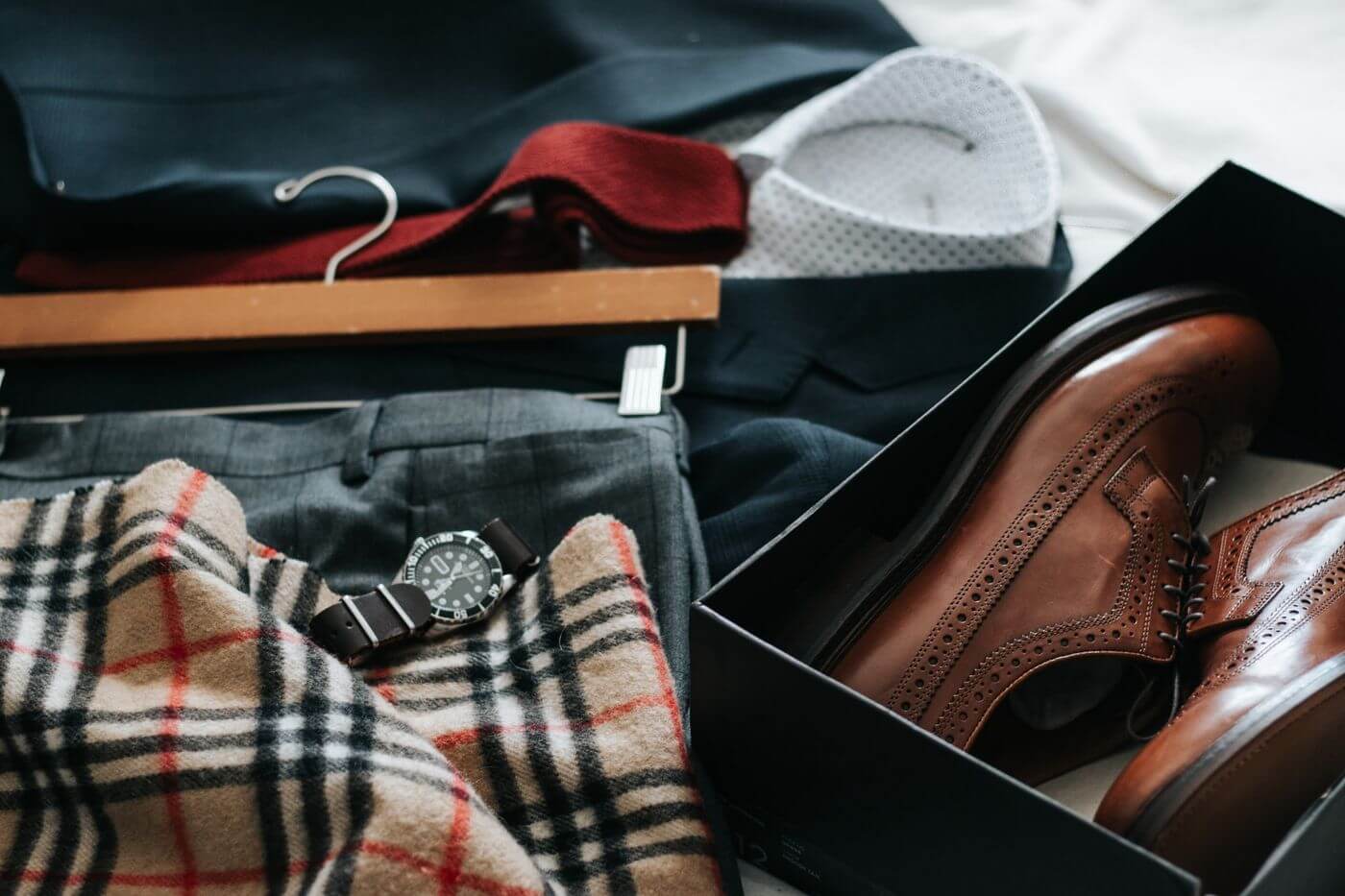 a pair of shoes on a shelf