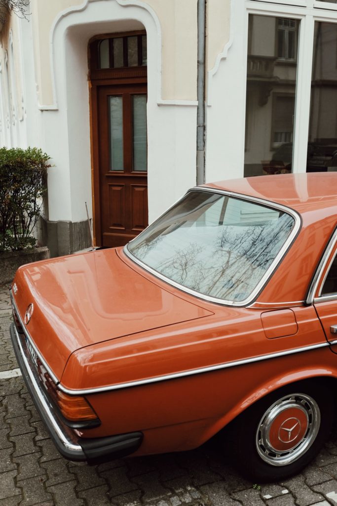 a car parked outside a building