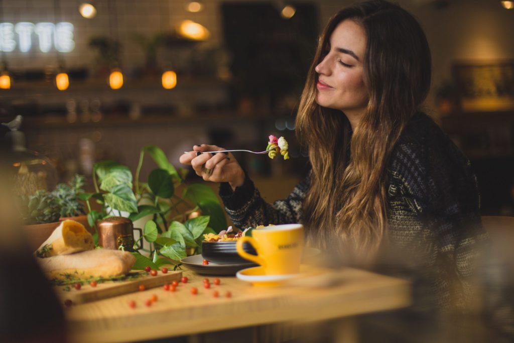 a person eating food