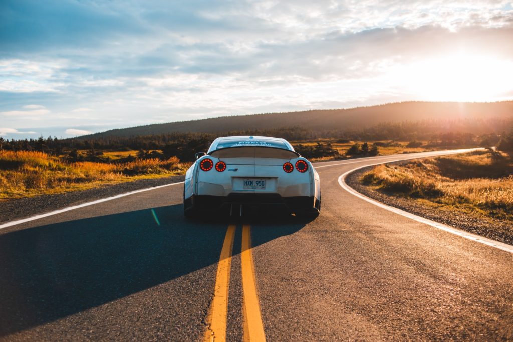 a car driving on a road