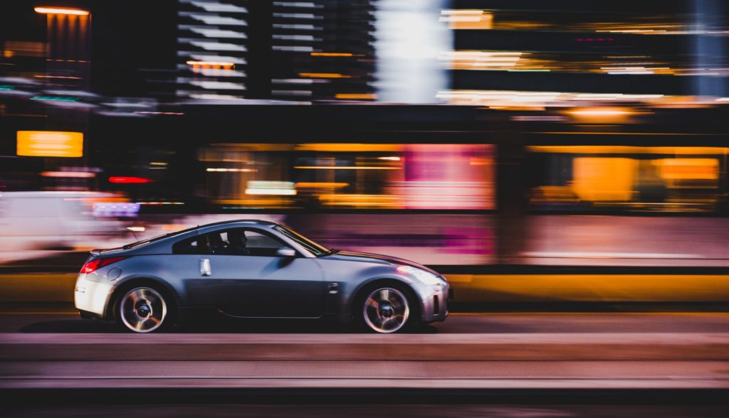 a car driving on a road