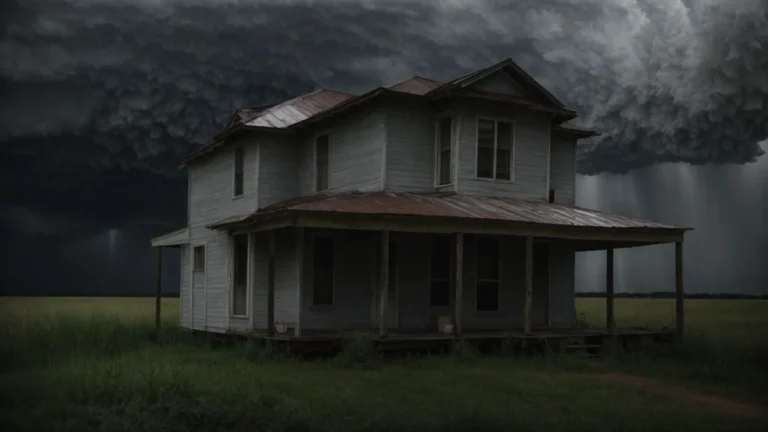 a sturdy house stands resilient under a dark, brewing storm cloud in louisiana.