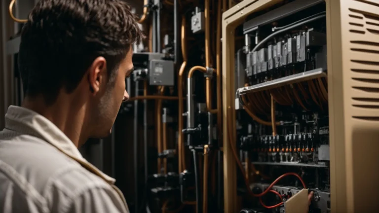 a technician is inspecting a household heating system in a phoenix home.