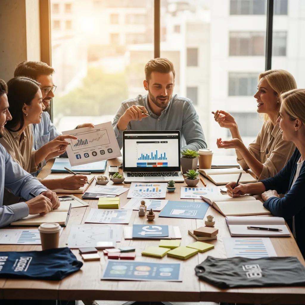 Diverse small business owners collaborating on personalized marketing plans