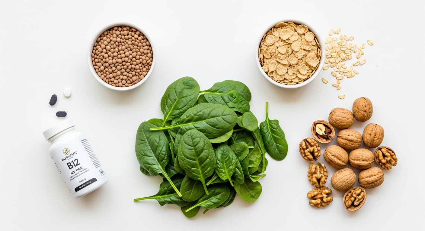 Variety of plant-based protein sources like lentils, tofu, and nuts, essential for women's nutrition