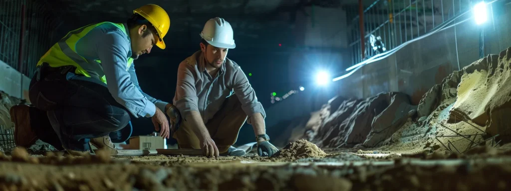 business professionals discussing foundation maintenance practices next to an anchor representing structural foundation repair experts.