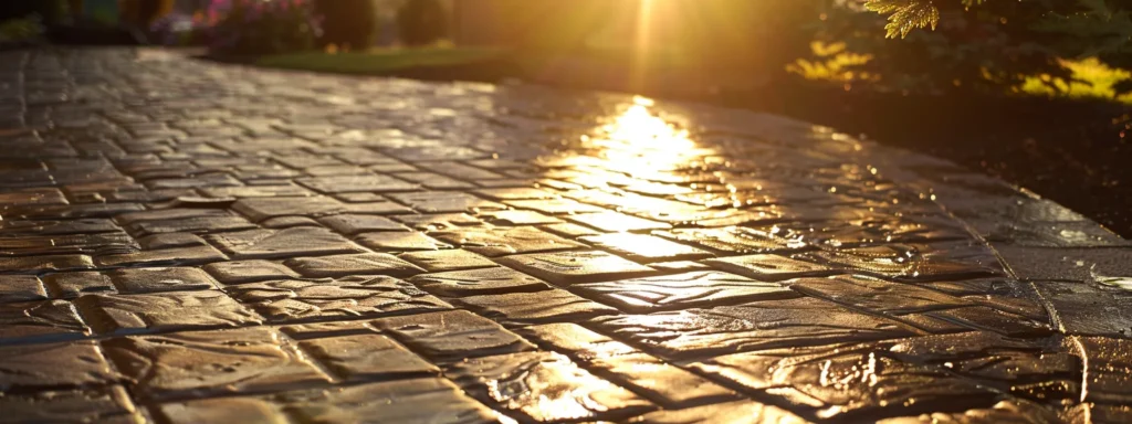 a professional business applying stamped concrete to a driveway, creating a custom and artisanal look.