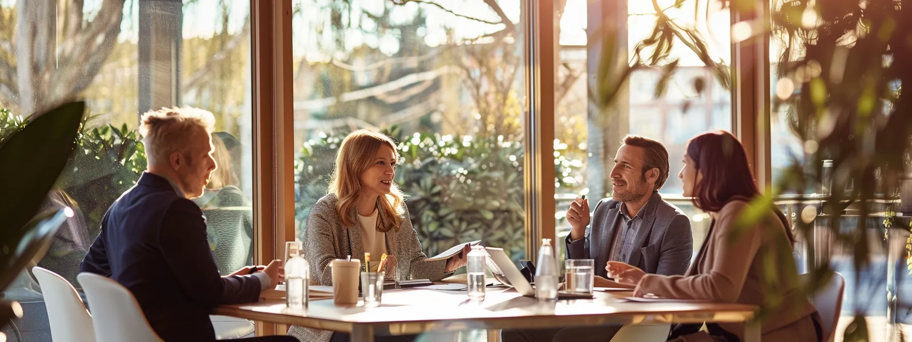 a group of professionals sit around a table, discussing the benefits of hormone therapy as part of a holistic wellness plan.